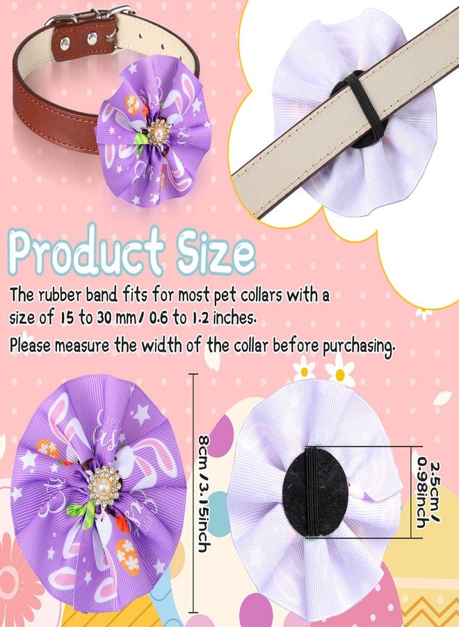 Kigeli 80 Pcs Easter Dog Collar Bows Bulk Colorful Eggs Flowers Rabbit Carrot Charms Dog Cat Collar Grooming Supplies Easter Party Decoration Costume for Small Medium Large Dogs Cats - Image 3